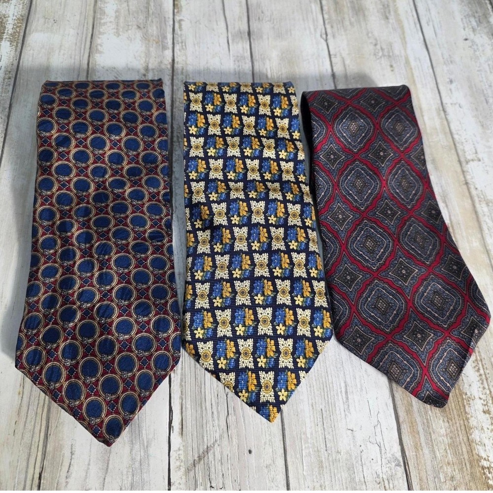 Harve Benard by Benard Holtzman Mens Silk Necktie Bundle 3 Pack Geometric